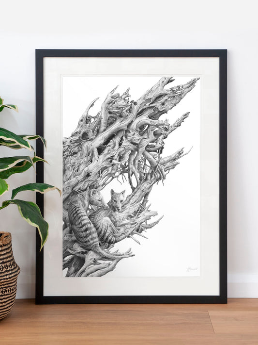 'Driftwood Thylacine' art print