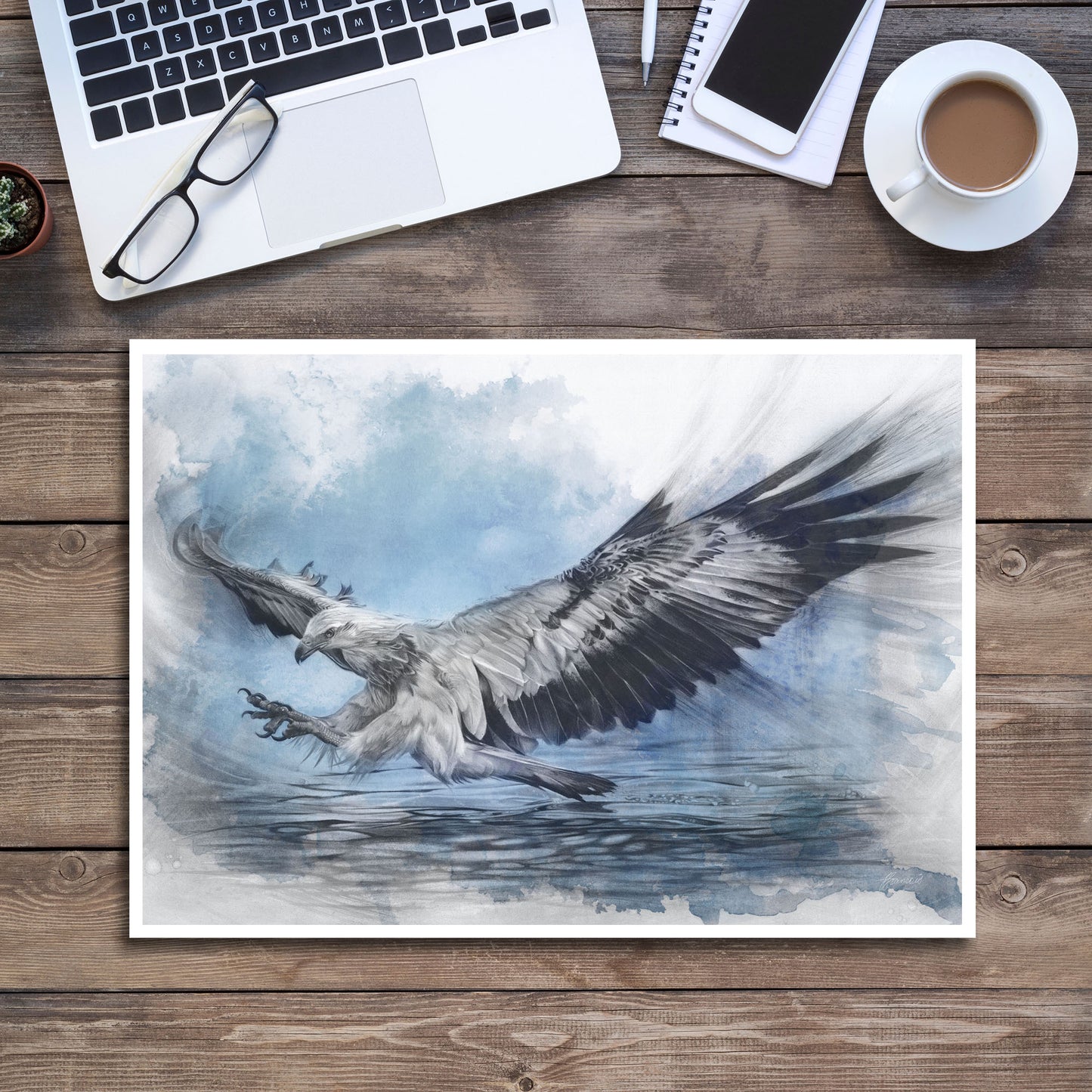 'White-bellied Sea Eagle Blue' art print