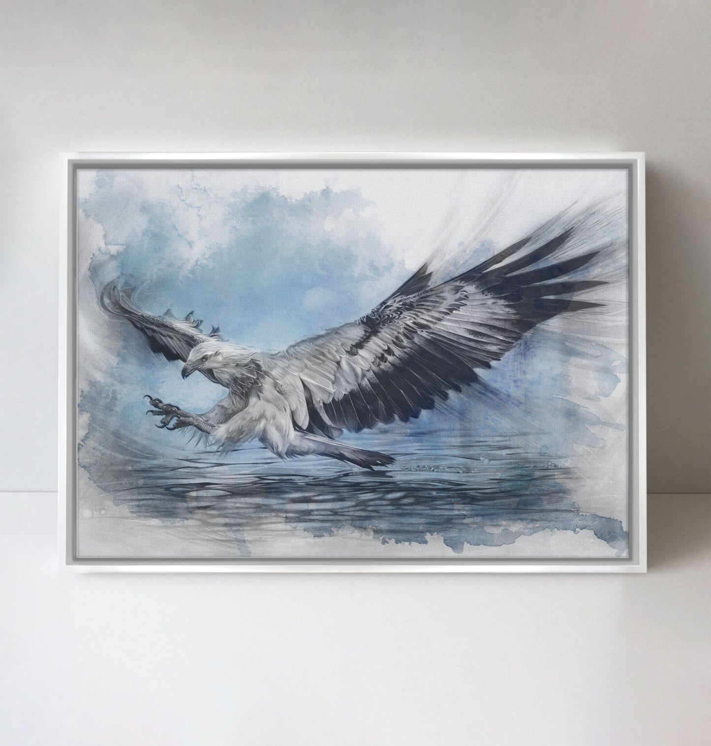 'White-bellied Sea Eagle Blue' canvas print