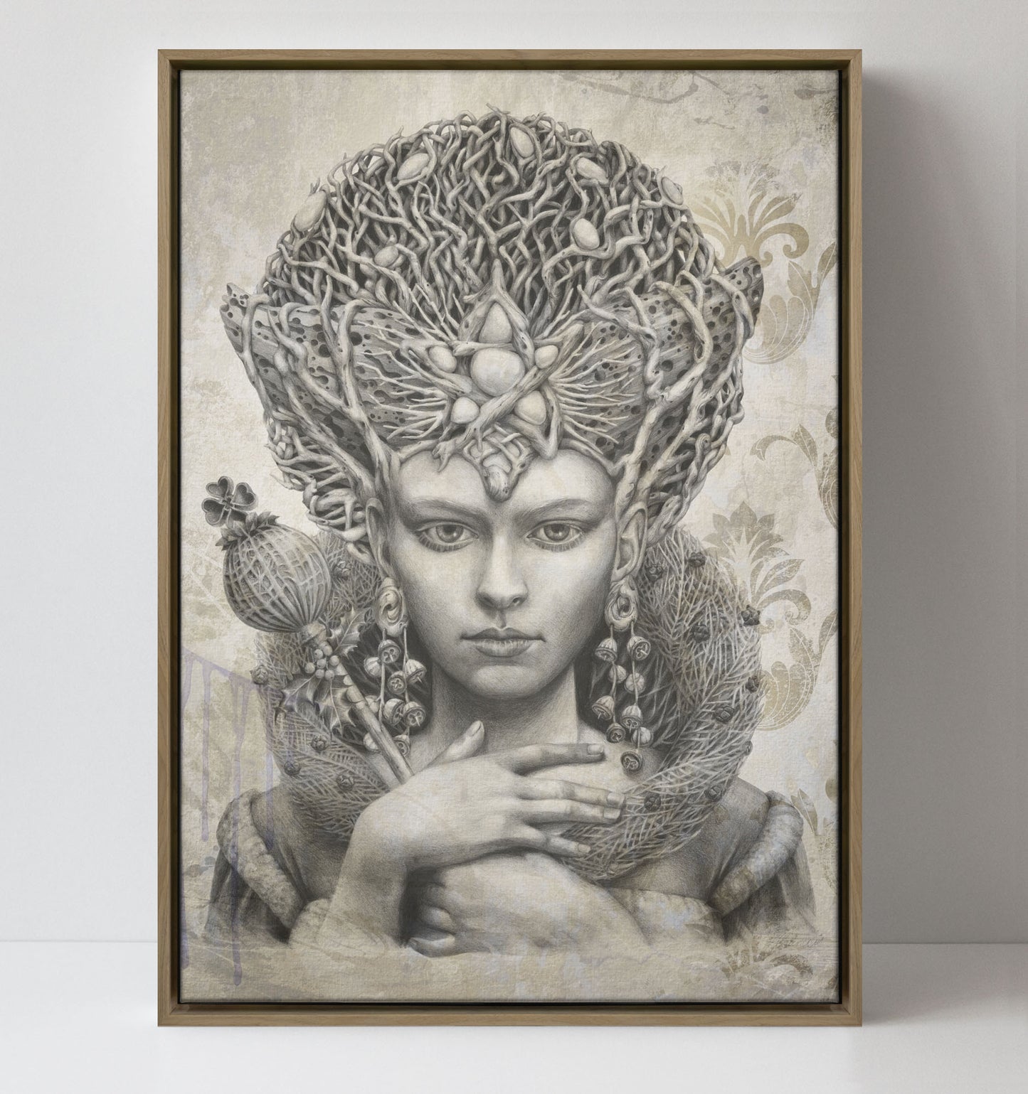 'Christmas Angel - Ecru' canvas print