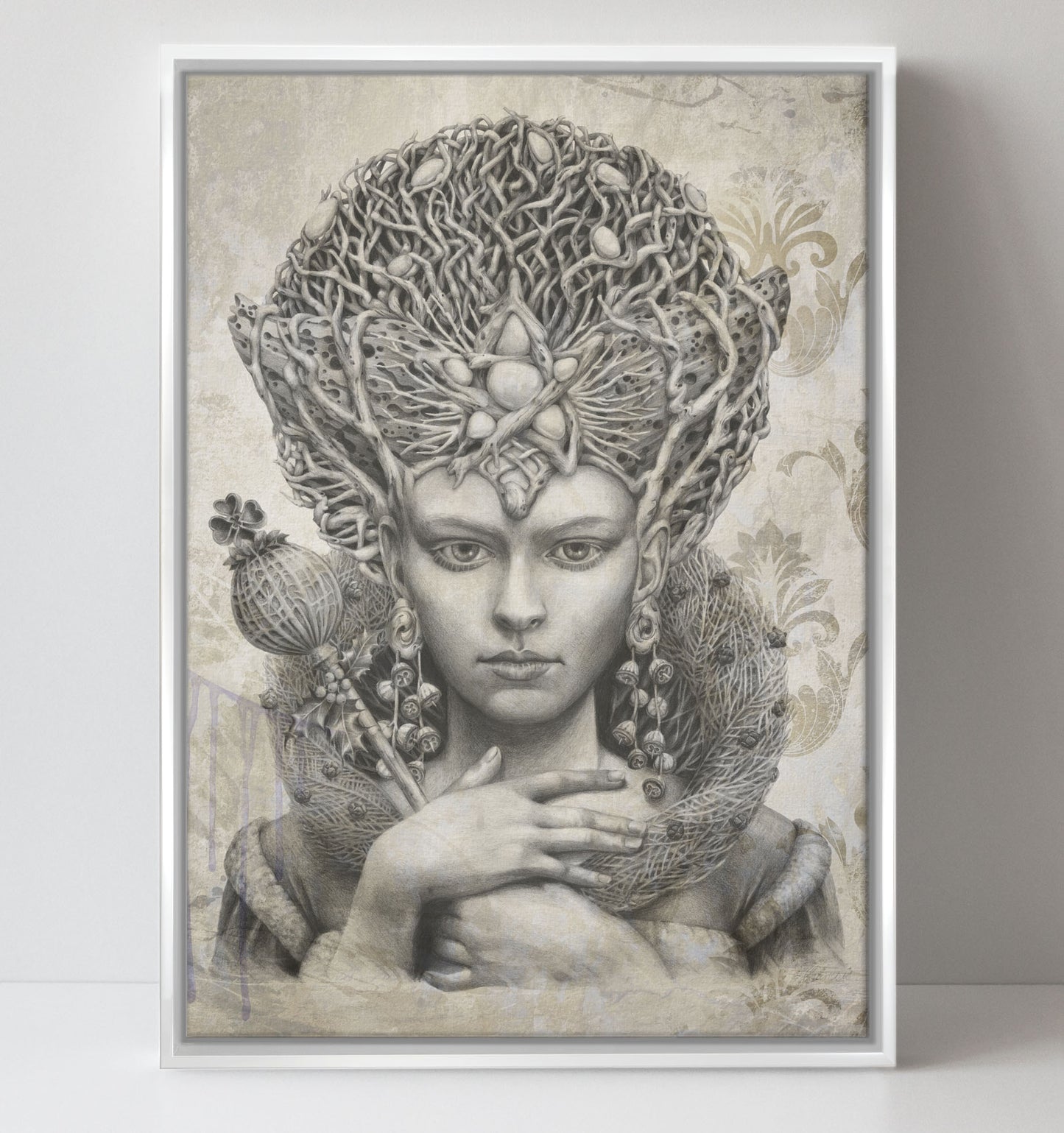'Christmas Angel - Ecru' canvas print