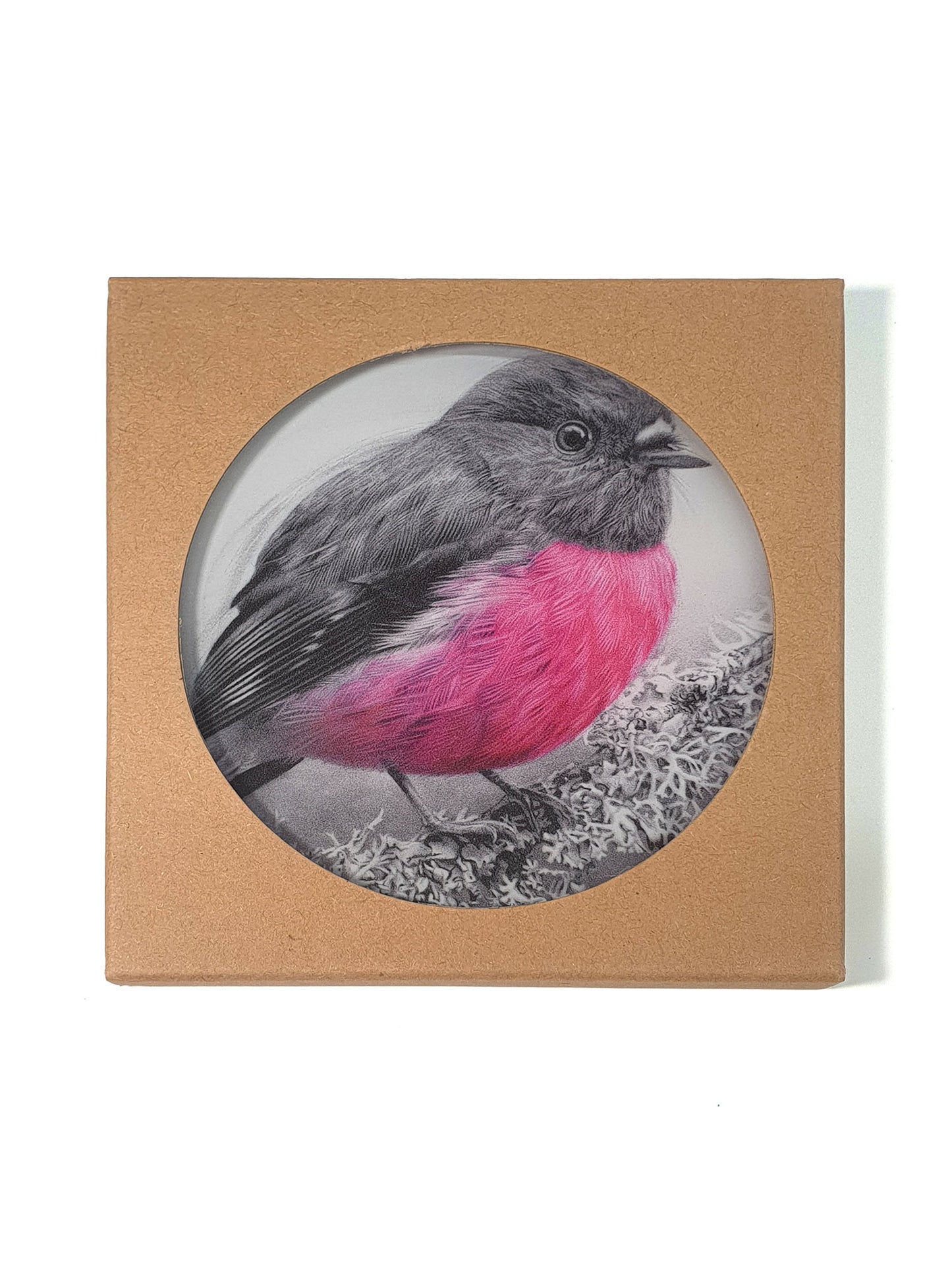 'Pink Robin' acrylic coaster