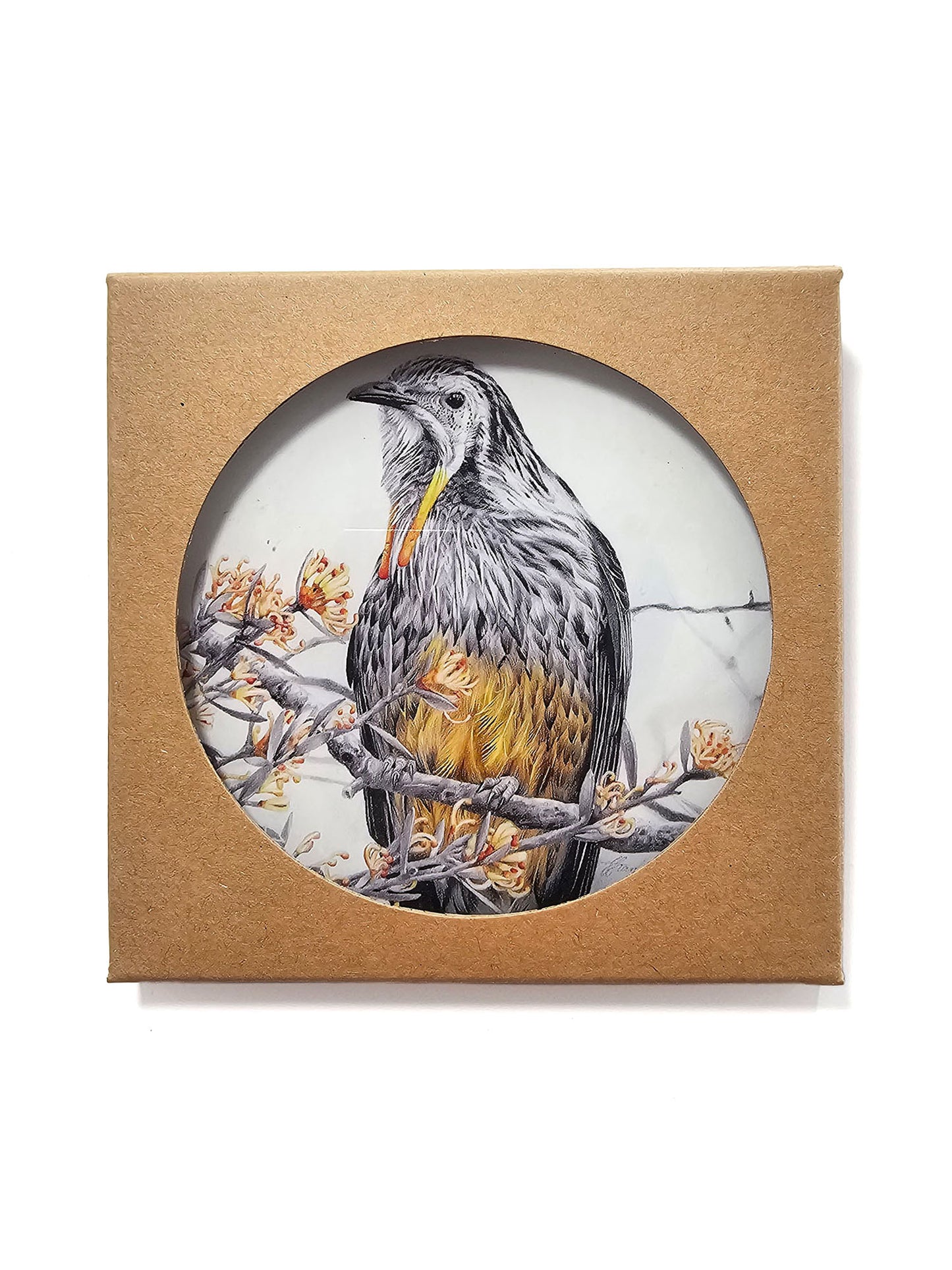 'Yellow Wattlebird' acrylic coaster