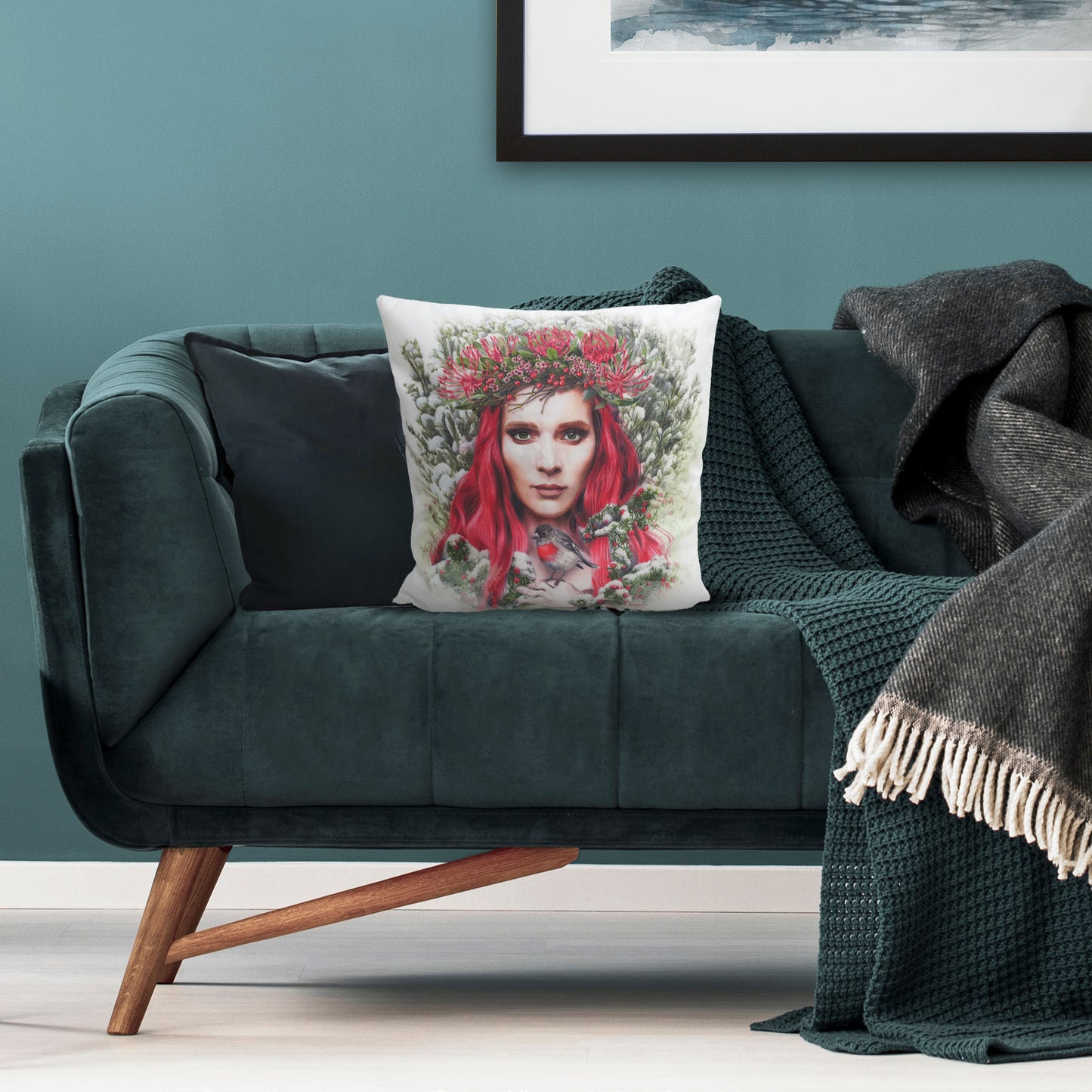 Cushion cover featuring 'Waratah Queen' artwork