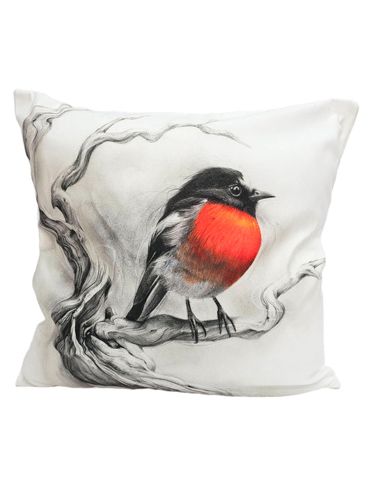 Cushion cover featuring 'Scarlet Robin' artwork