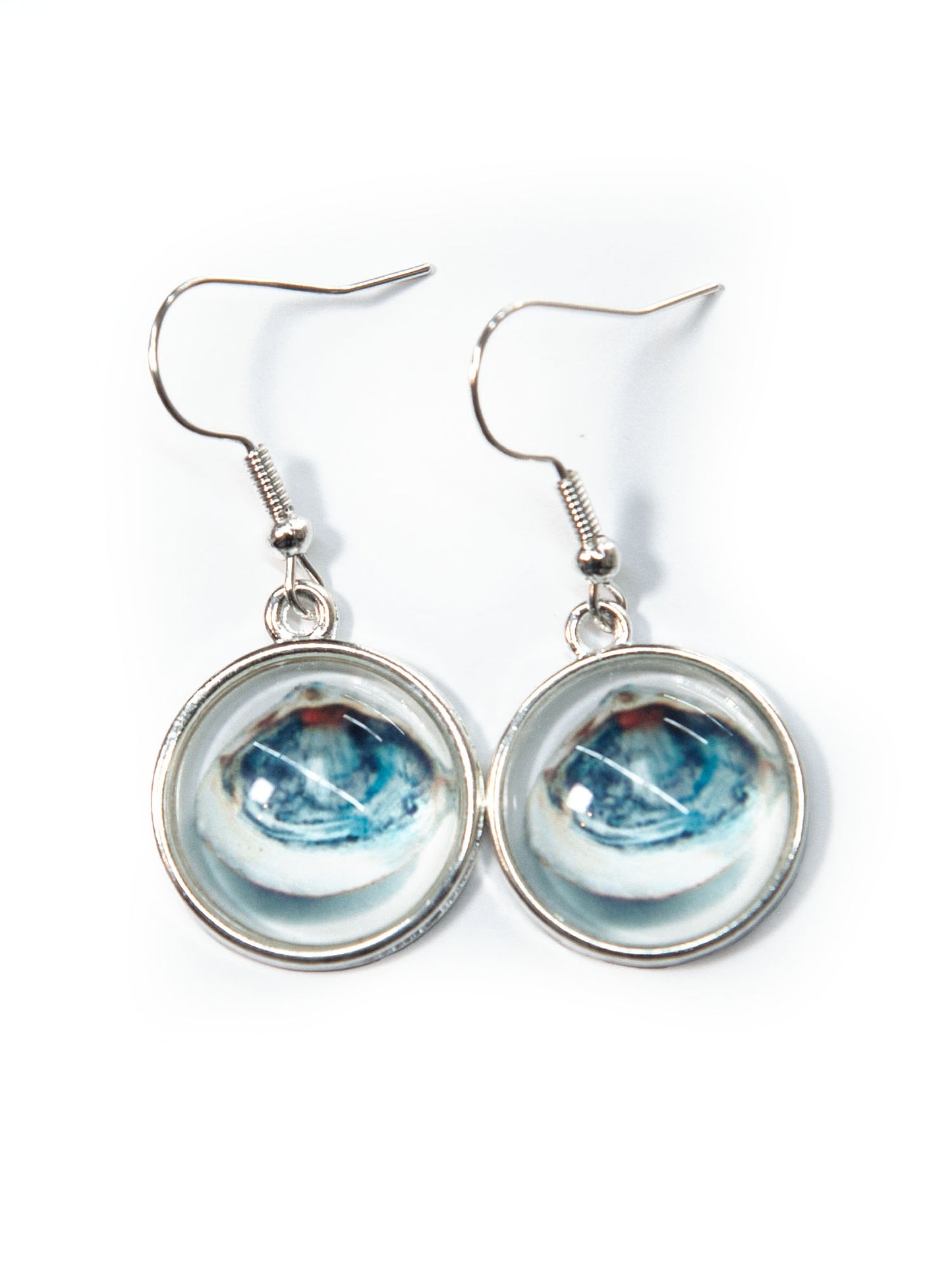 Blue Shell glass cabochon earrings