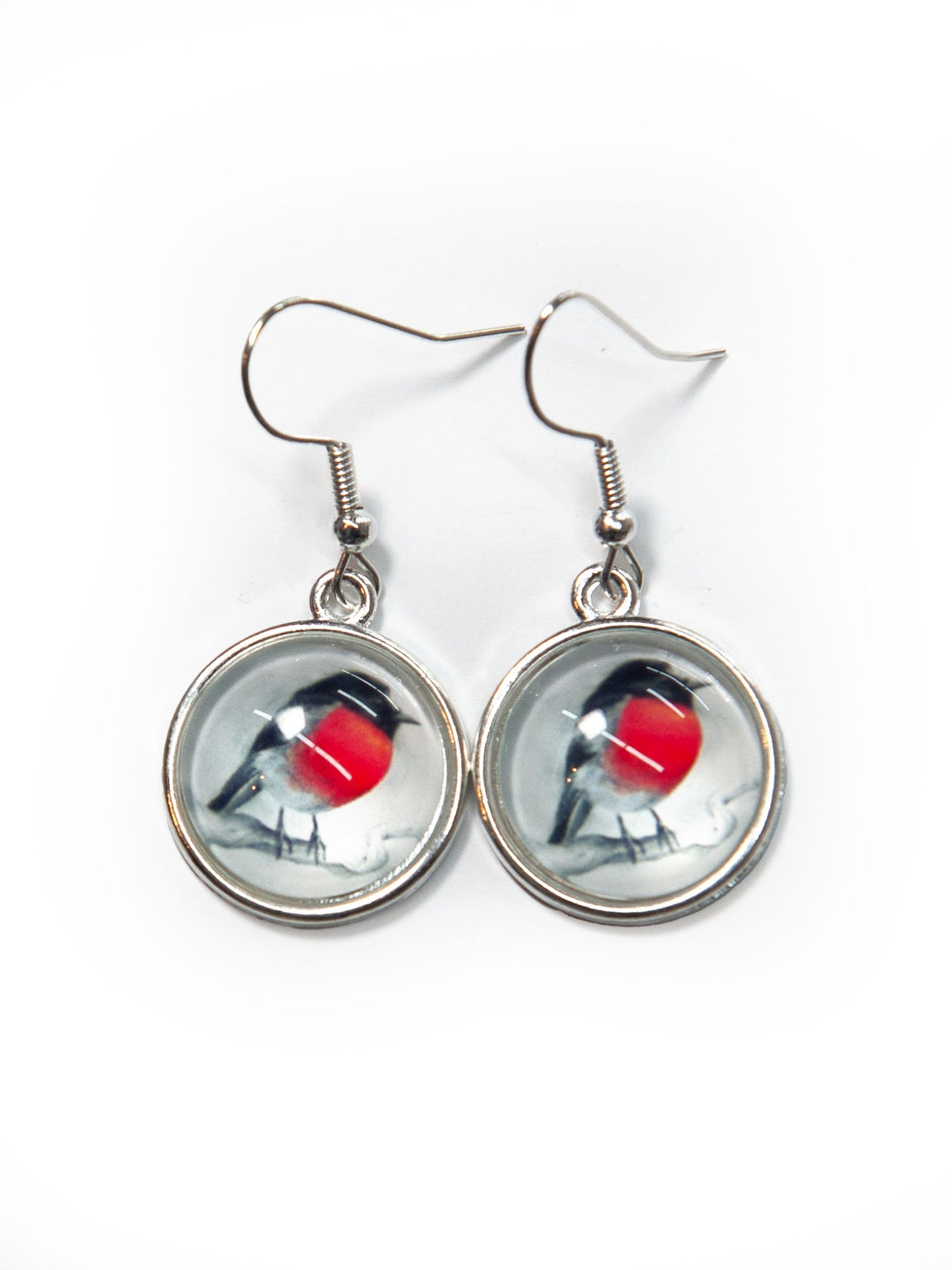 Scarlet Robin glass cabochon earrings