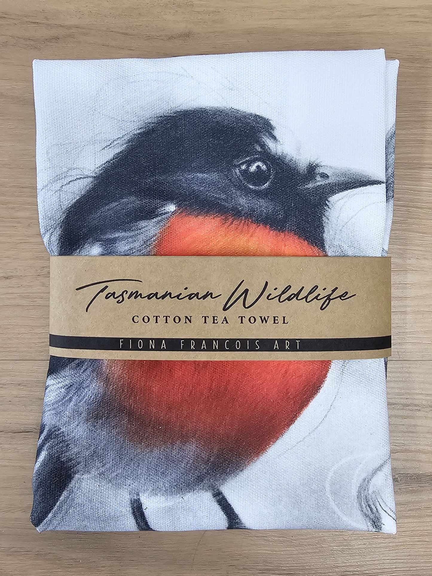 'Scarlet Robin' Cotton Tea Towel