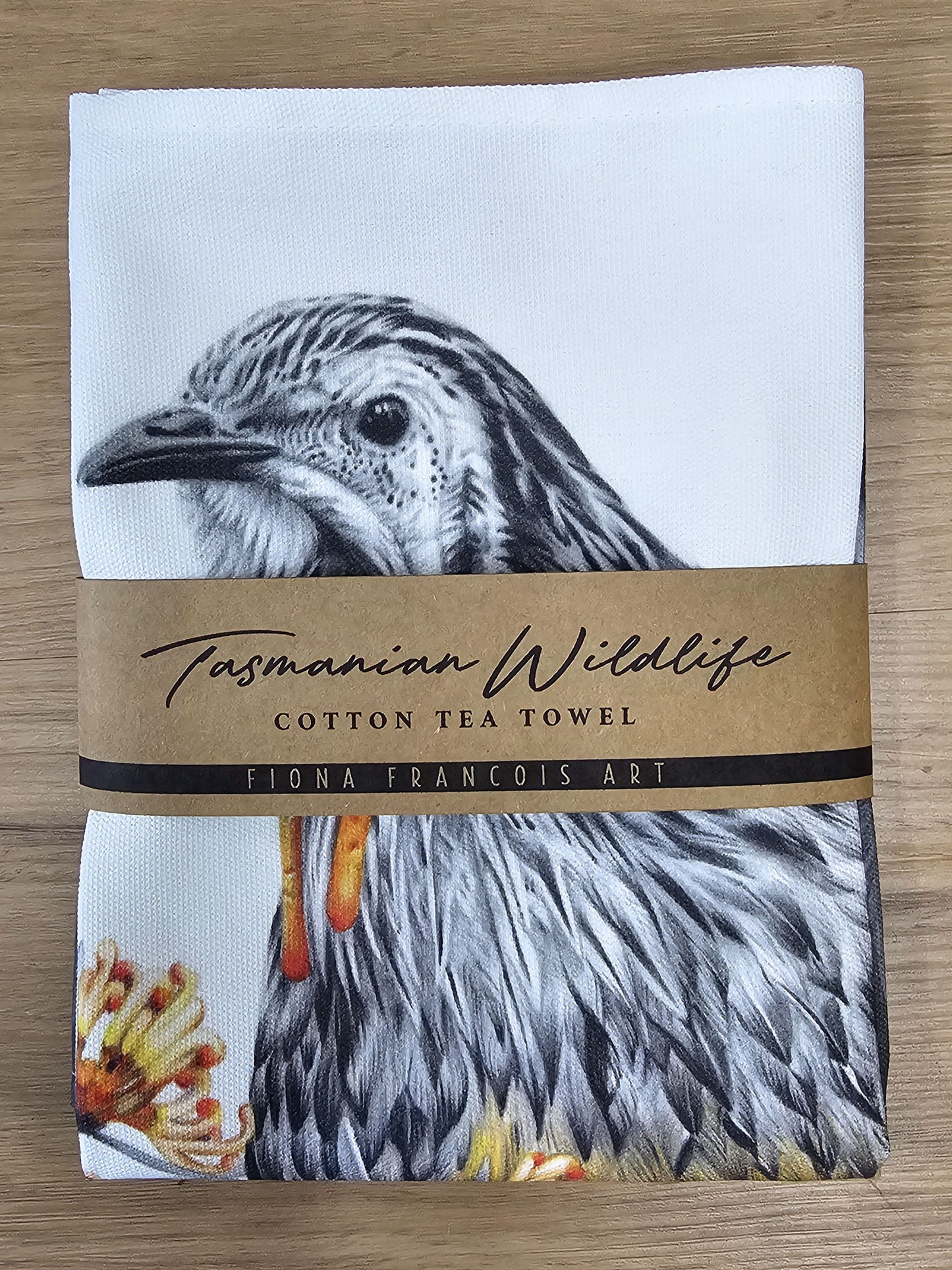 'Yellow Wattlebird' Cotton Tea Towel