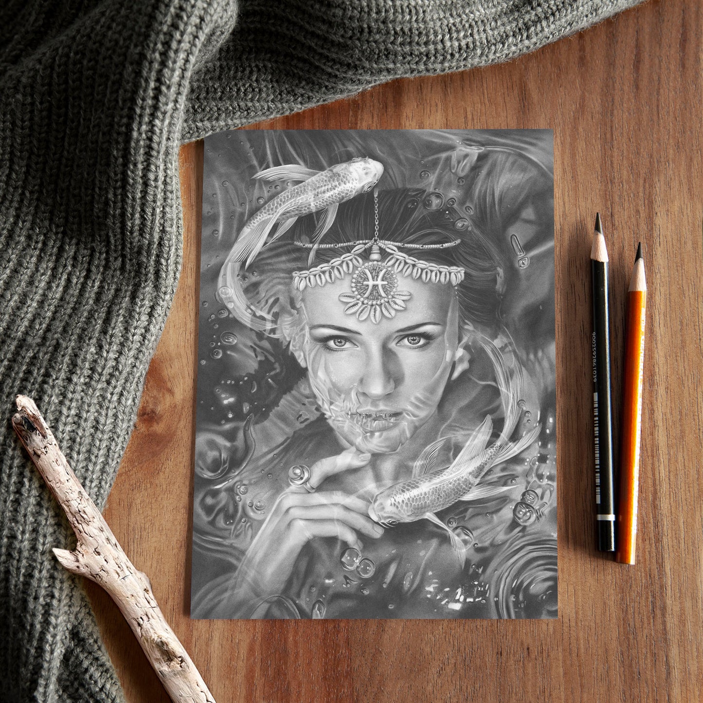 'Pisces' A5 art card