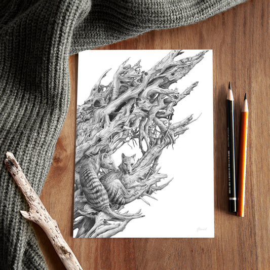 'Driftwood Thylacine' A5 art card