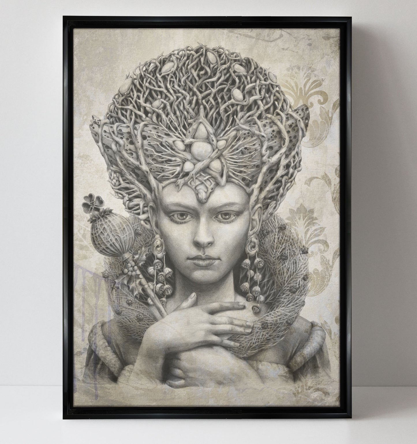 'Christmas Angel - Ecru' canvas print