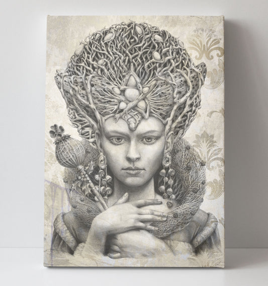 'Christmas Angel - Ecru' canvas print