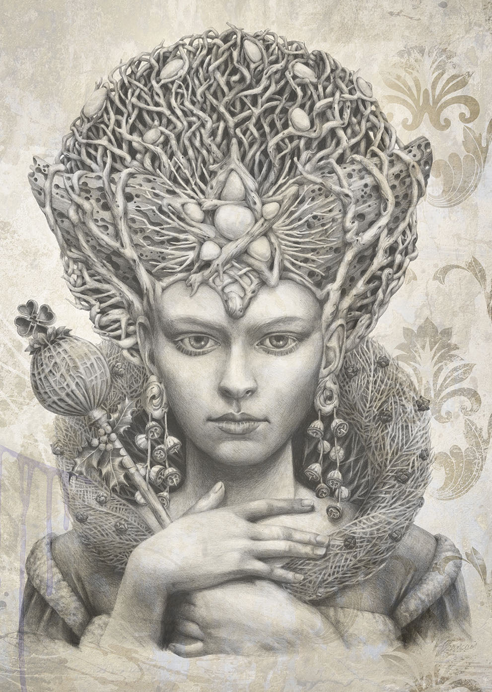 'Christmas Angel - Ecru' canvas print