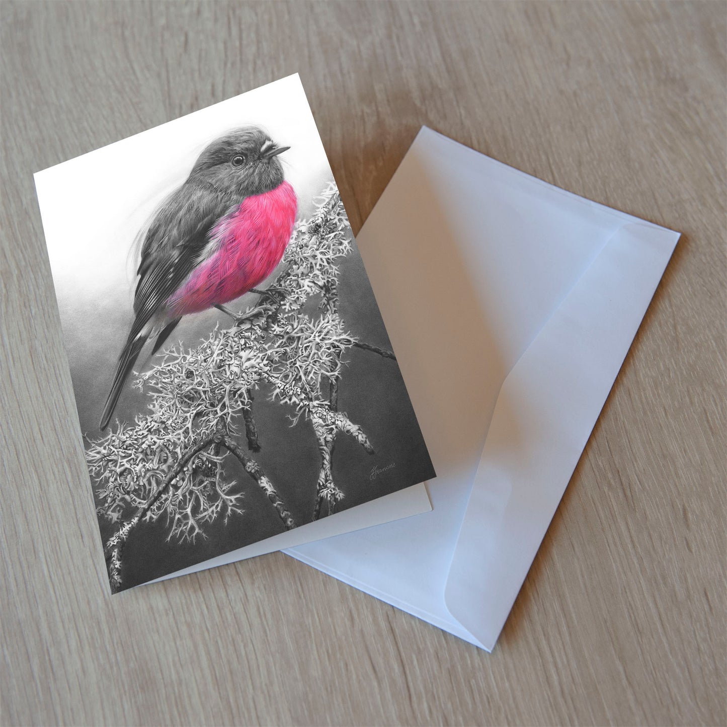 'Pink Robin' greeting card
