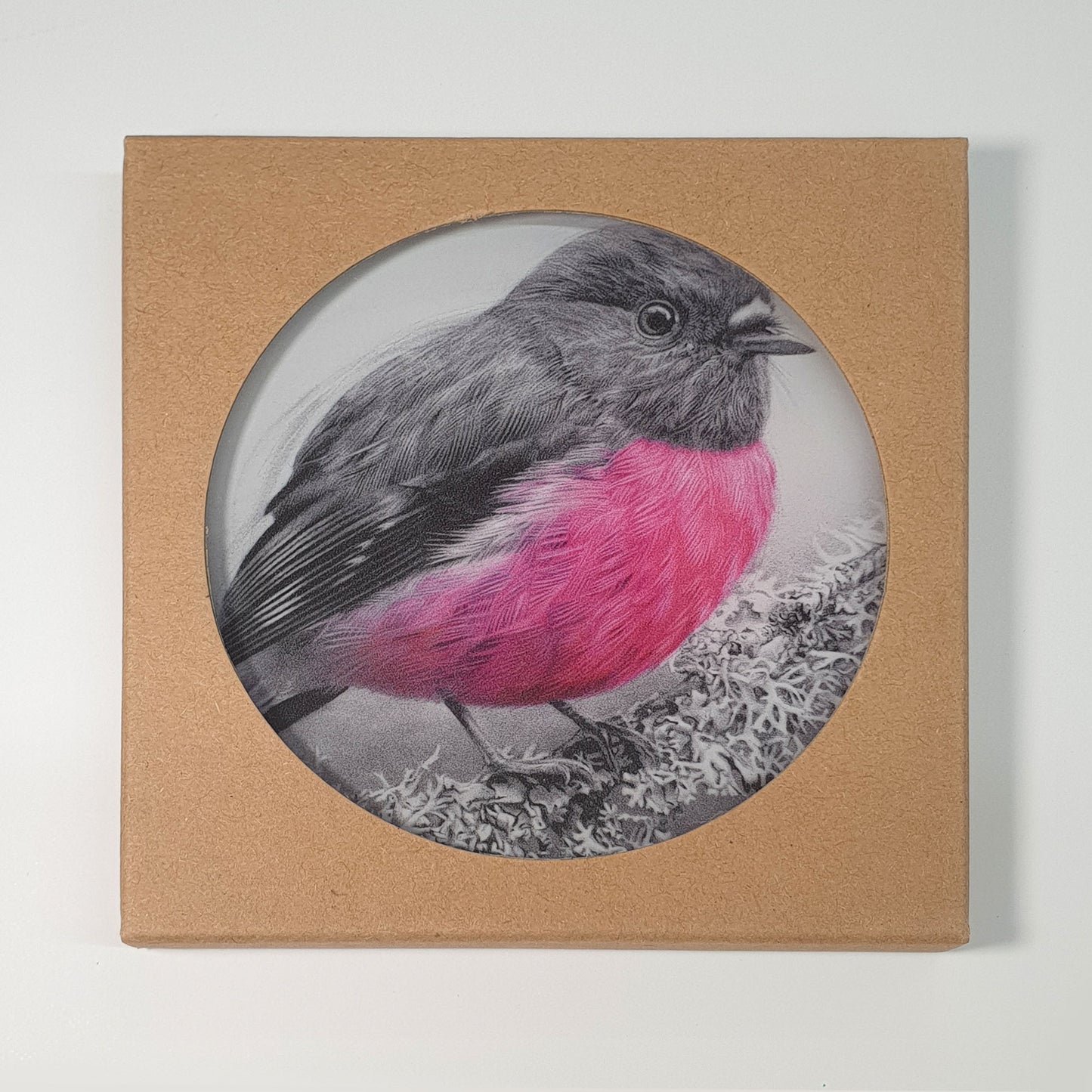 'Pink Robin' acrylic coaster