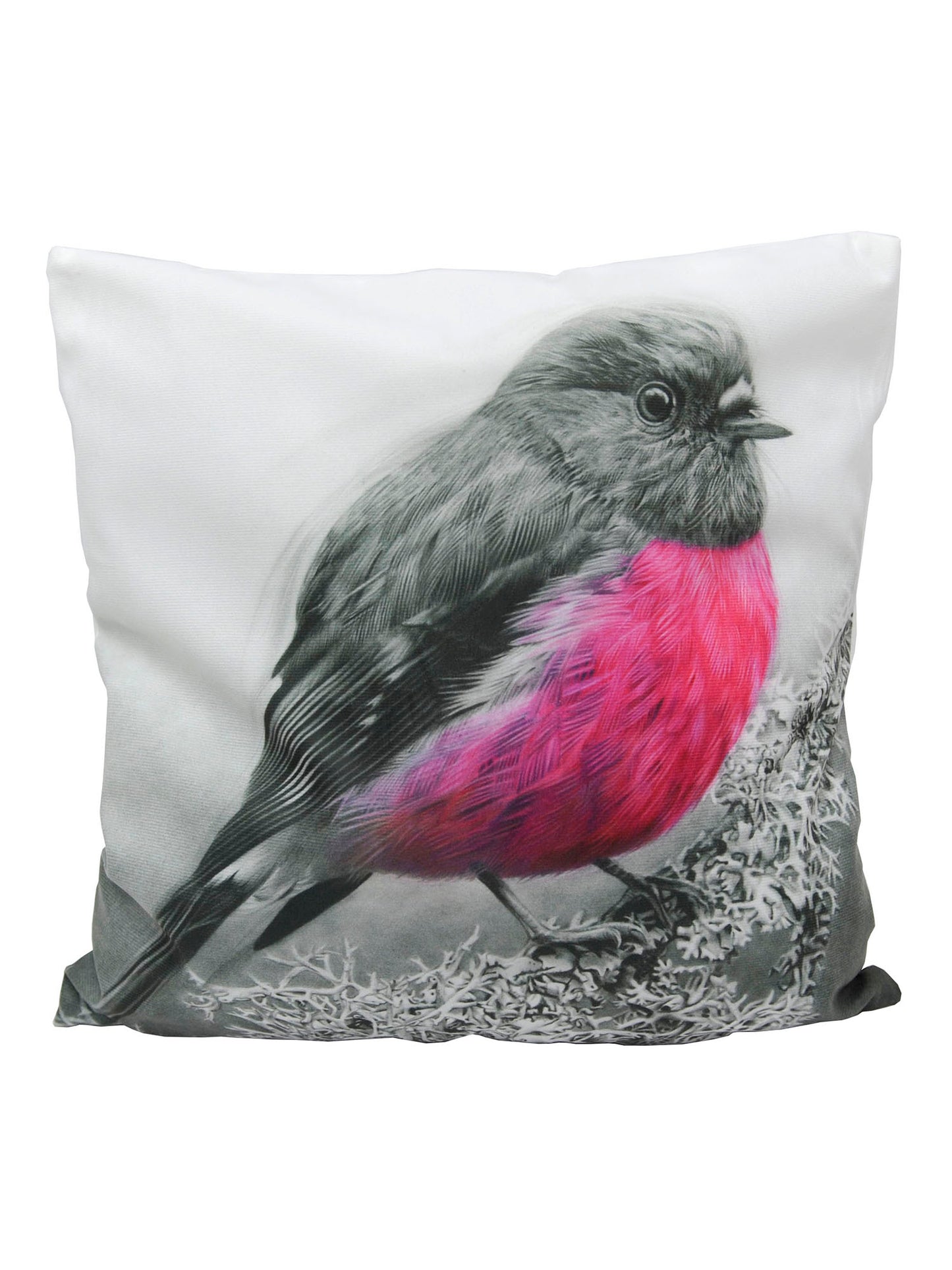 Cushion cover featuring 'Pink Robin' artwork