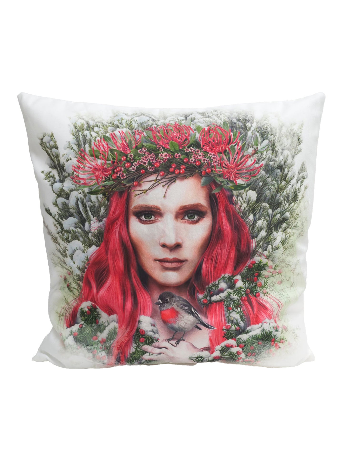 Cushion cover featuring 'Waratah Queen' artwork
