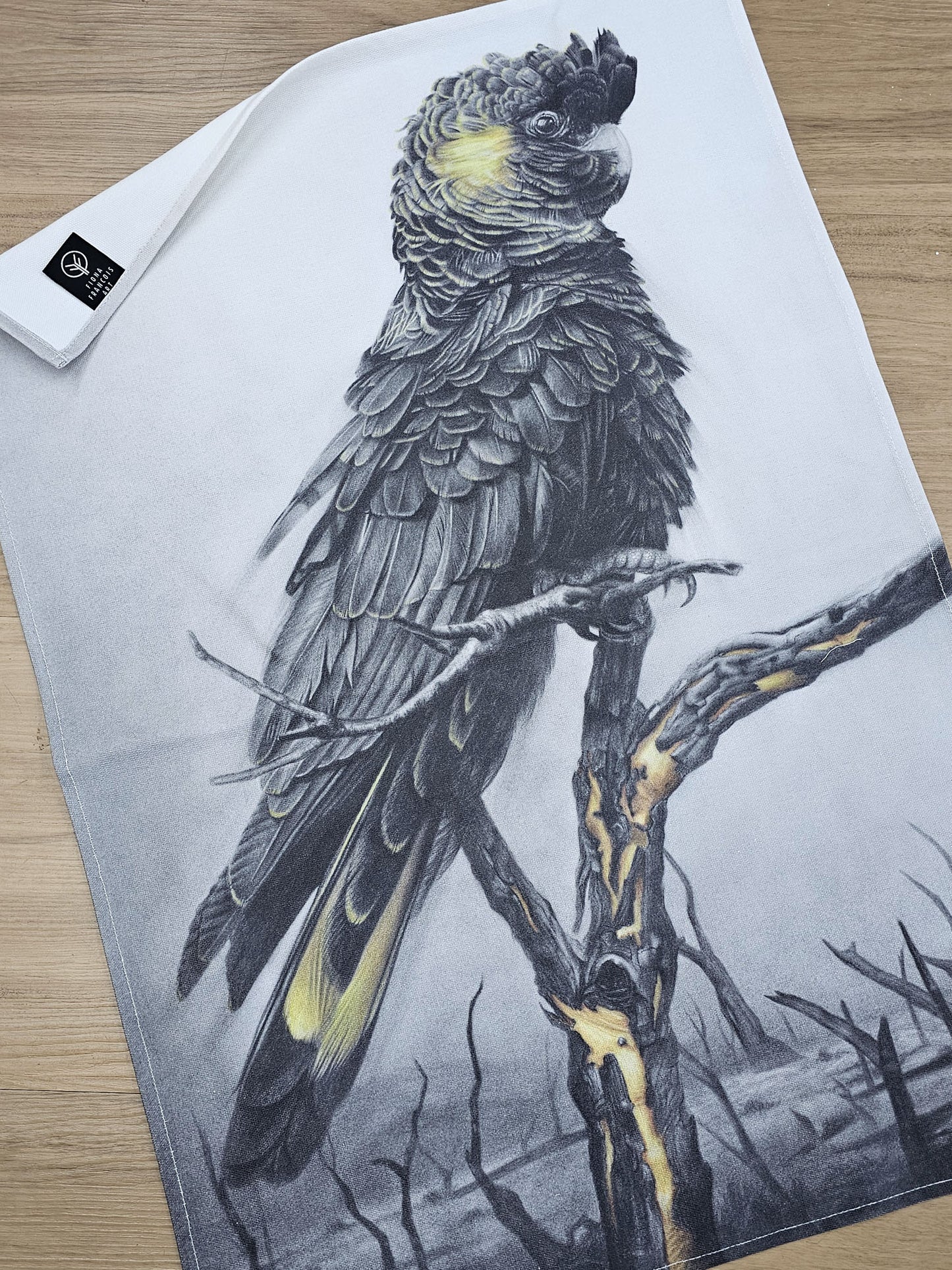 'Black Cockatoo' Cotton Tea Towel