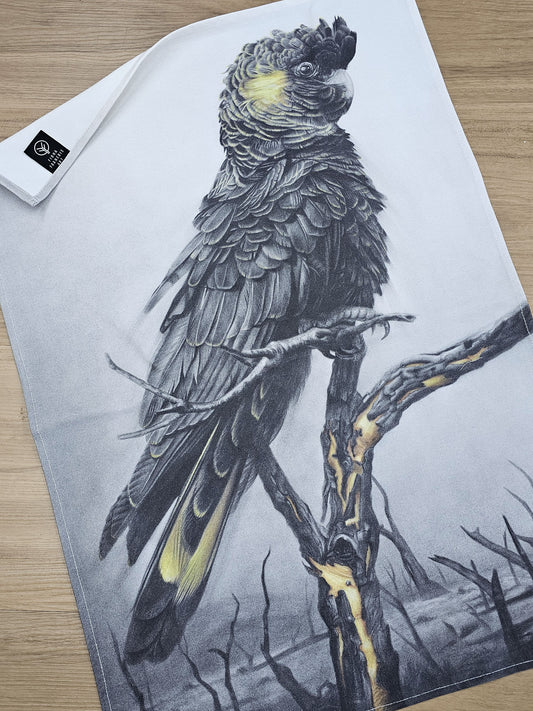 'Black Cockatoo' Cotton Tea Towel