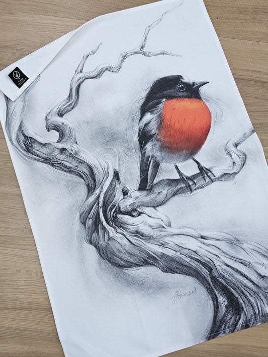 'Scarlet Robin' Cotton Tea Towel