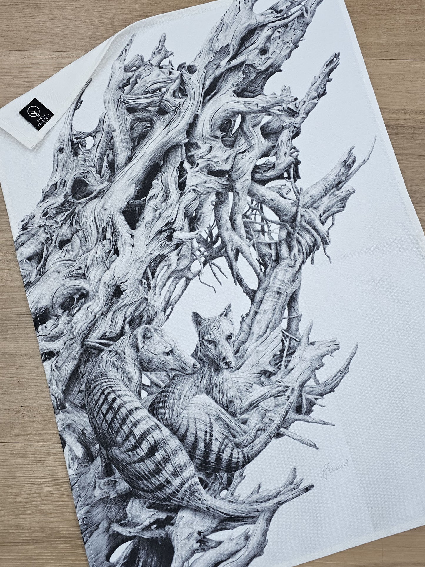 'Driftwood Thylacine' Cotton Tea Towel