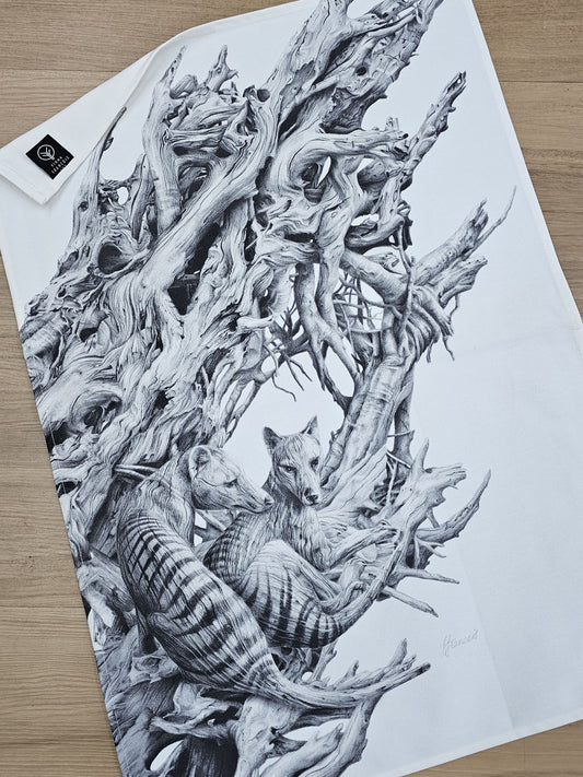 'Driftwood Thylacine' Cotton Tea Towel