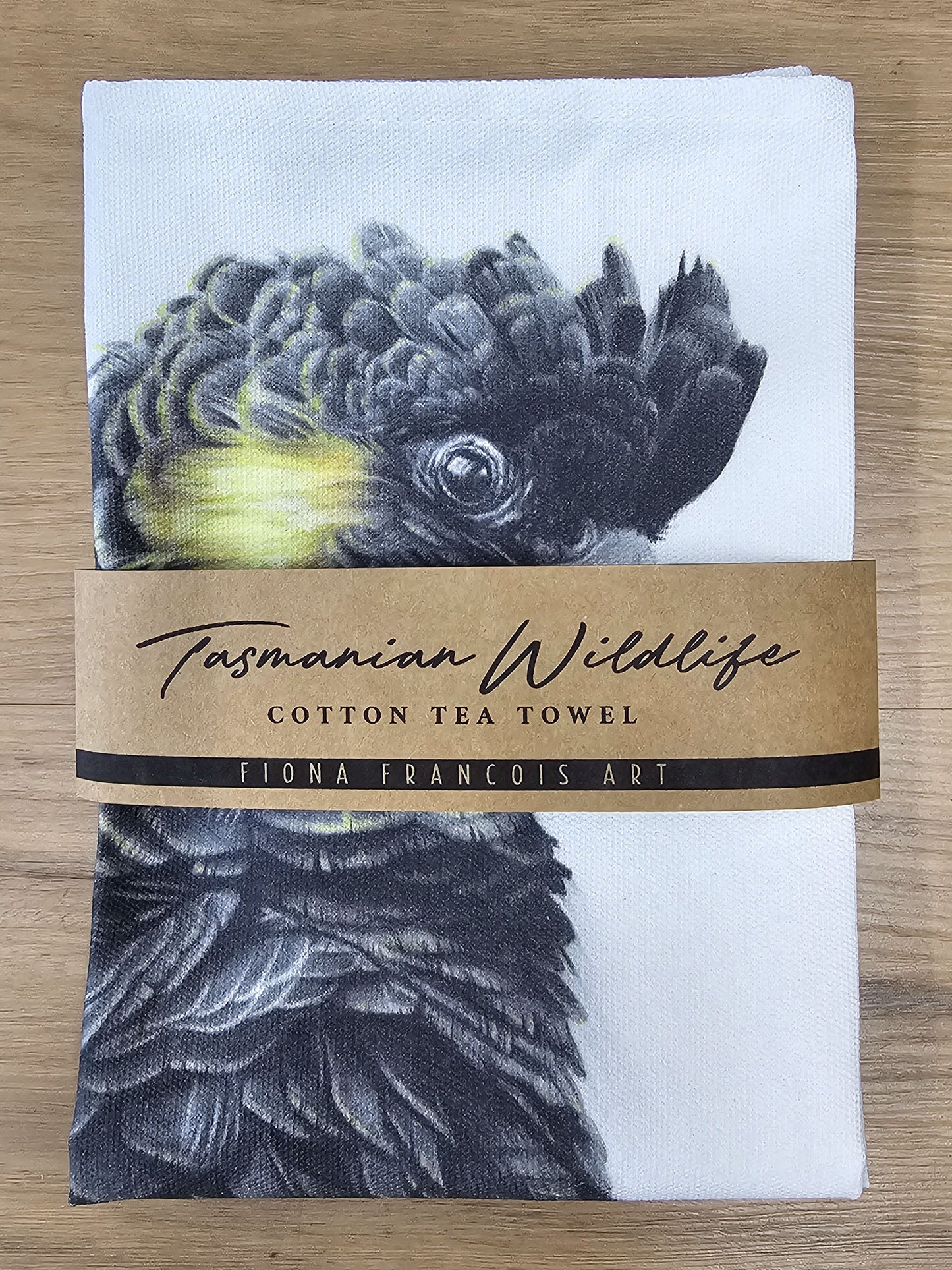 'Black Cockatoo' Cotton Tea Towel