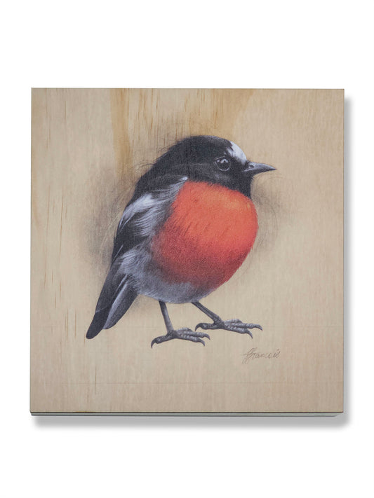 Scarlet Robin wood print