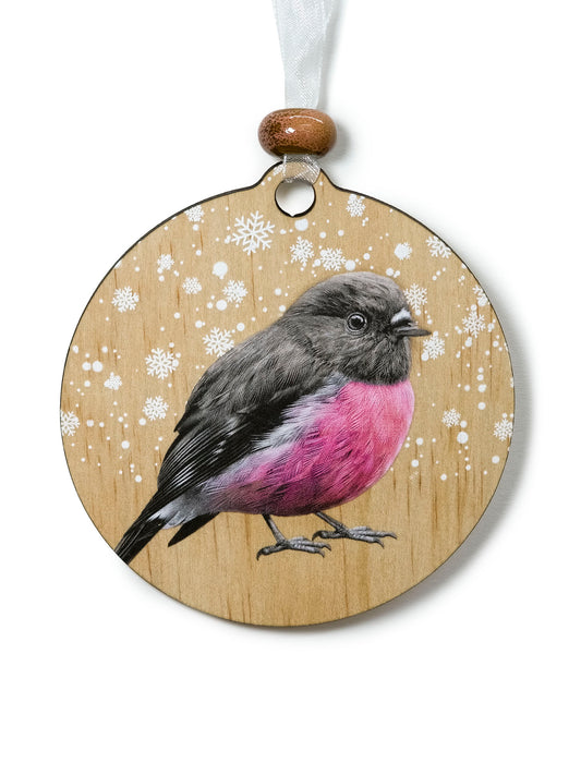 Pink Robin Christmas Ornament