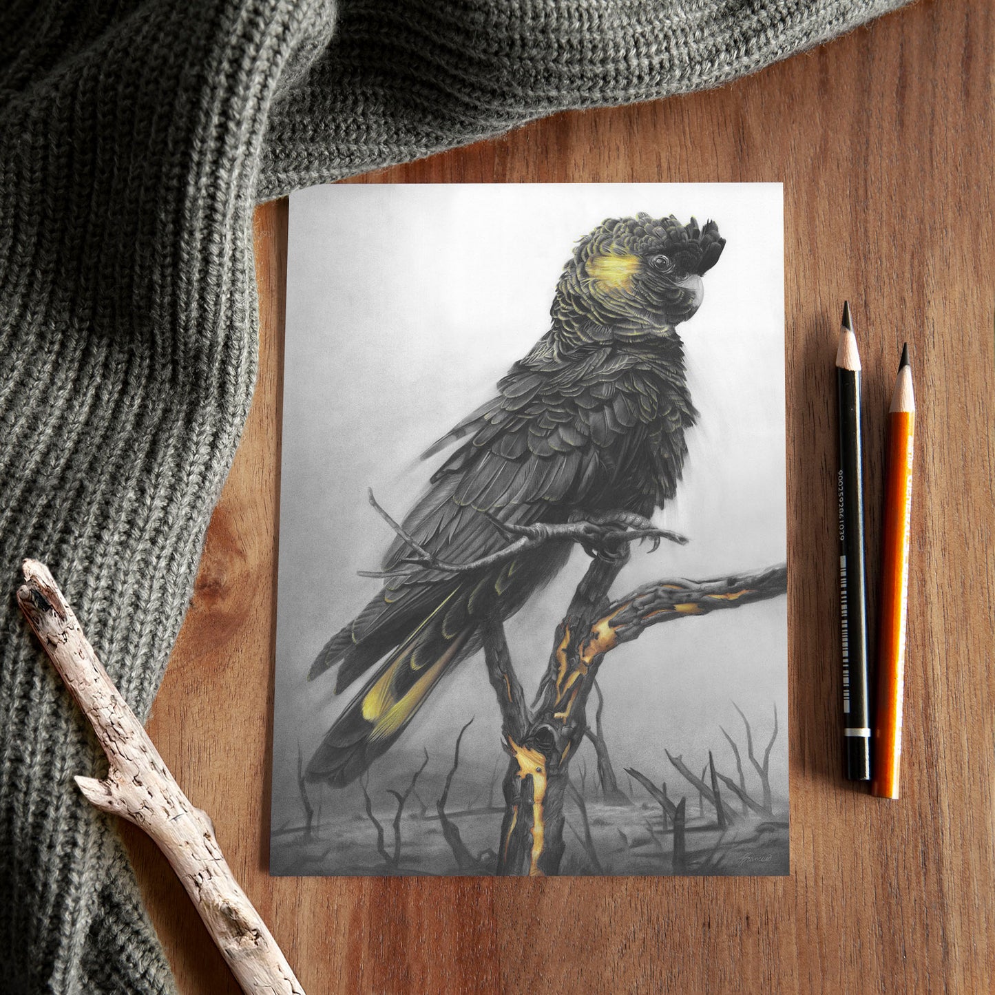 'Black Cockatoo' A5 art card