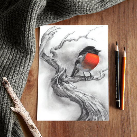'Scarlet Robin' A5 art card