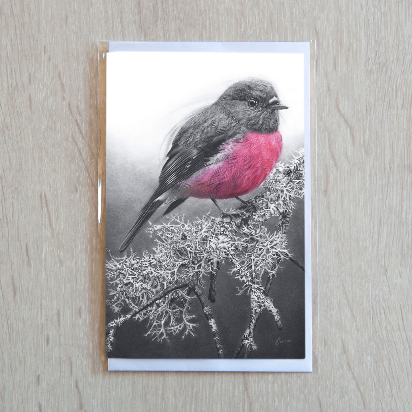 'Pink Robin' greeting card